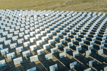 Fototapeta premium Molten salt tower solar thermal power plant, new energy, super mirror power plant, prism tower