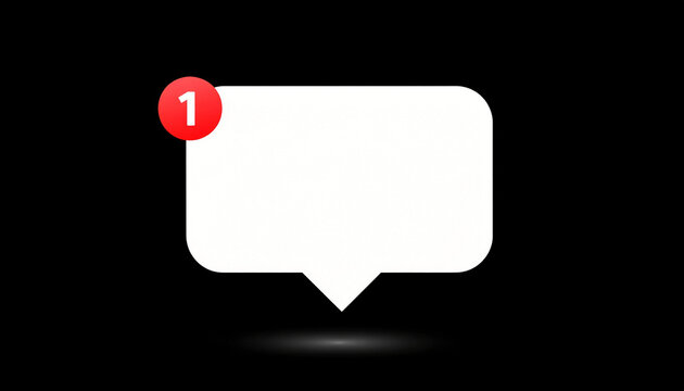 Notification Icon with Red Badge and Number One Symbolizing New Message or Alert on a Dark Background