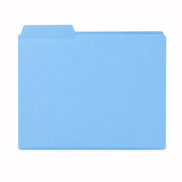 Light blue manila file folder with extended tab on white background