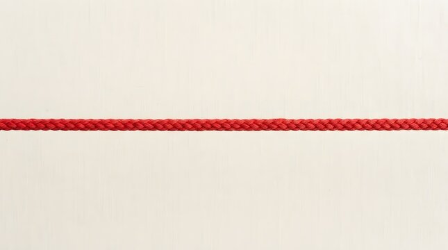 Single straight red cotton rope line stretched horizontally