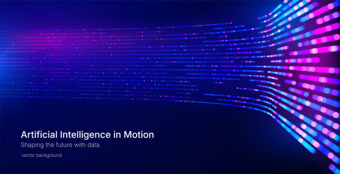 Futuristic data array visualization with flowing particle waves and digital interface representing big data analysis, pattern recognition, artificial intelligence, machine learning vector background