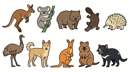 Fototapeta premium Australian Wildlife Minimalist Vector Collection