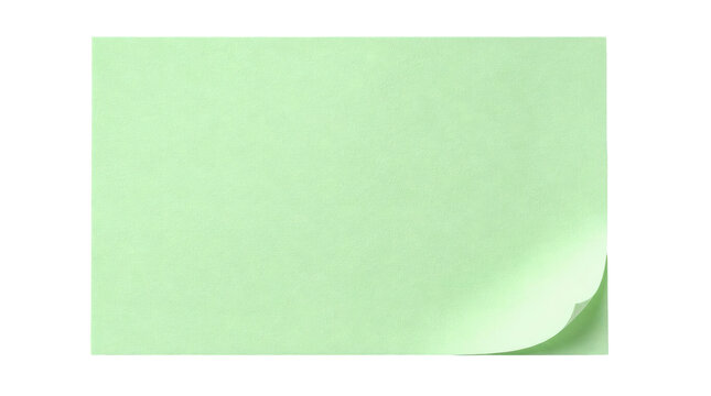 Blank Green Sticky Note with Curled Corner on Transparent Background