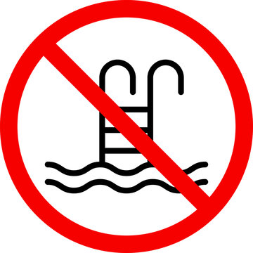 No swimming sign isolated on transparent background. No swimming icon design dangerous area board for swimming activity. Vector illustration.