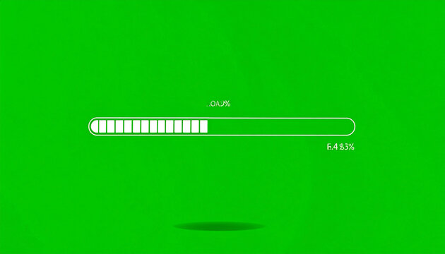 Green Screen Loading Bar Animation with Progress Percentage and Shadow Effect for Digital Interface and Web Design Projects