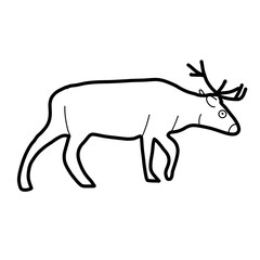 Reindeer northern Asia Animal Habitat Hand drawn Organic line © khulisara