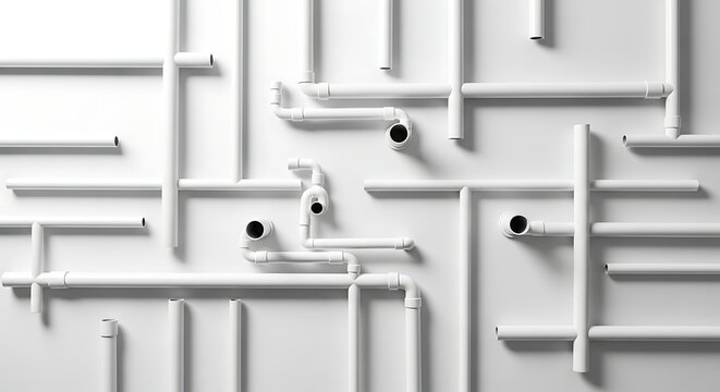 Industrial white background with pipes.