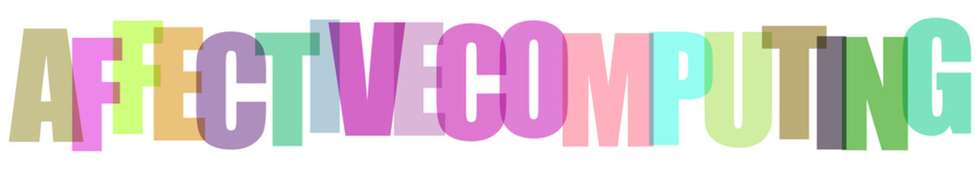 Affective computing text concept, colorful overlapping letters for emotional AI, technology and human psychology typography © shakila