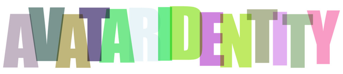 Avatar Identity typography with colorful overlapping letters, creative digital profile concept, vibrant pastel text design for social media © shakila