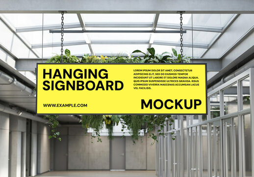 Hanging Signboard Mockup Template