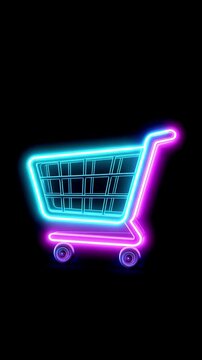 Online shopping cart filled with colorful shopping bags and gift boxes, modern ecommerce animation for online shopping, retail sales, discounts and consumer spending