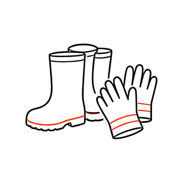 Firefighter boots and gloves firefighter icon vector