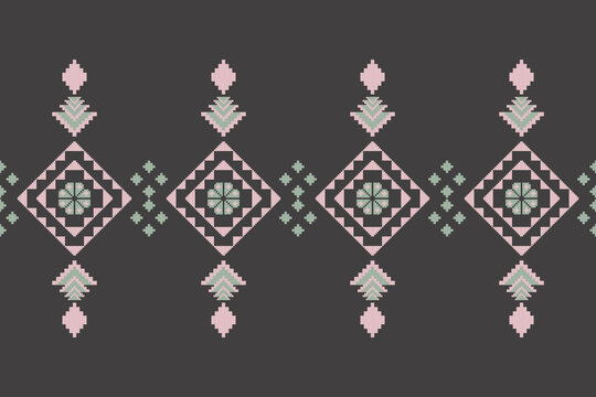 Cross Stitch Pattern concept folk embroidery seamless textile motif, stitch texture, decorative craft. Design for: fabric, fashion, decor. Pattern design. I drew this by myself, it&rsquo;s not AI generated