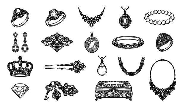 Antique Jewelry and Precious Stone Sketch Collection