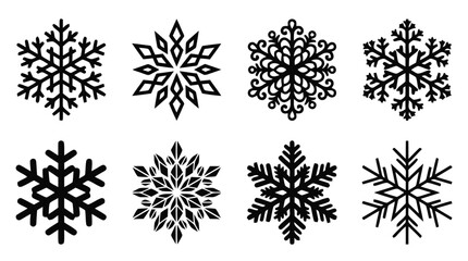 Obraz premium Vector illustration of set of various snowflake icons for winter and holiday season designs on a transparent background