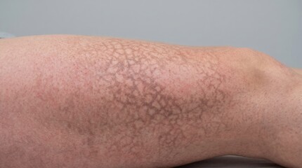 Fototapeta premium Reticulated Hyperpigmentation on Leg Erythema Ab Igne Toasted Skin Syndrome from Heat Exposure