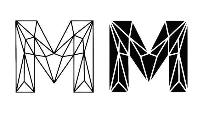 Vector illustration of geometric letter m logo design on a transparent background