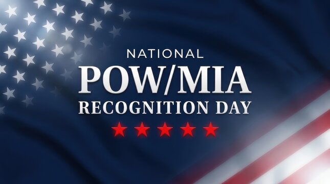 National pow mia recognition day digital backdrop with waving american flag stars and stripes patriotic imagery.