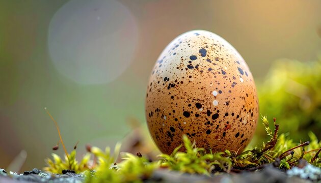 Single robin egg with delicate speckled shell texture, spring nature and wildlife concept