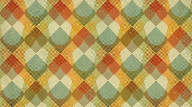 Retro autumn geometric seamless pattern with vintage colors for stylish backgrounds.