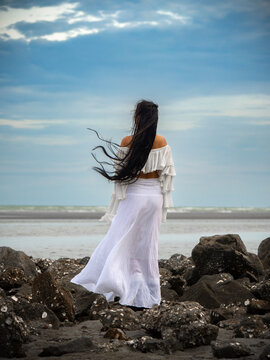 Lady on the rocks