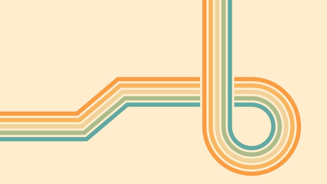 Abstract background of rainbow groovy Wavy Line design in 1970s Hippie Retro style. Vector pattern ready to use for cloth, textile, wrap and other.