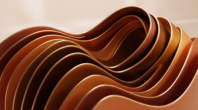 Copper 3D ribbons folding into deep wave layers
