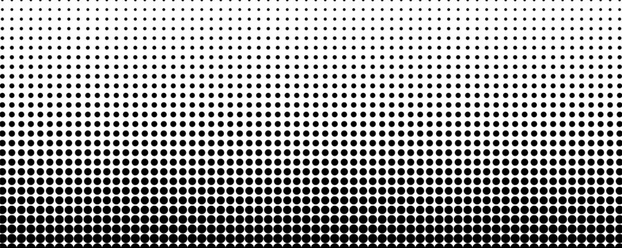 Dotted halftone gradient texture. Vanishing polka dot background. Repeating dots gradation pattern background. Black fading comic pop art overlay backdrop. Raster effect wallpaper. Vector halftone