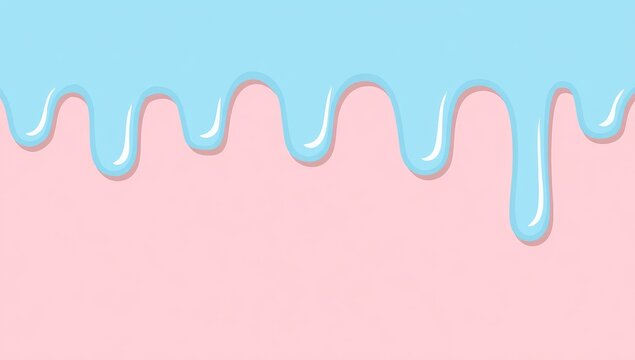 Light Blue Icing Dripping on Pink Background.