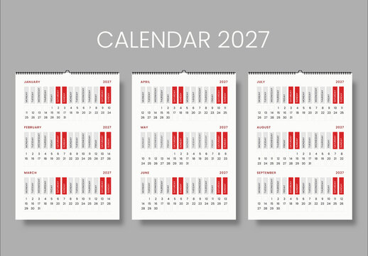 Minimal 2027 Calendar Template