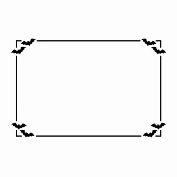 Halloween Bat Corner Frame Border, Minimalist Vector Illustration for Seasonal Party Invitations