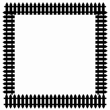 Picket Fence Square Frame with Geometric Border, Symbolizing Property Boundaries and Security, Real Estate and Home Improvement Design