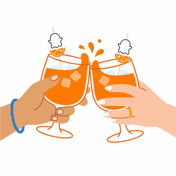 Halloween Cocktail Toast with Ghost Garnishes Symbolizing Festive Celebration, Party Drinks