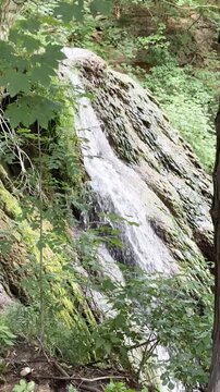 Lucansky Waterfall luchky ruzomberok district zilina region nature landscape rocky forest stream with copy space for banner design concept of travel tourism nature