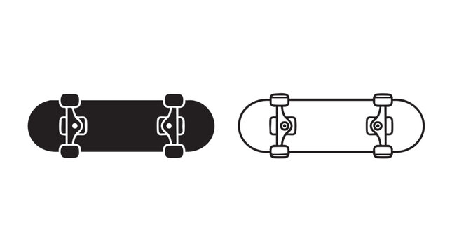 skateboard deck vector icon with outline art silhouette silhouette with outline art silhouette with outline art vector icon