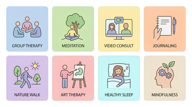 Mental health and self care icons.