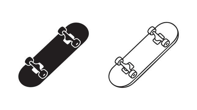 skateboard vector icon with outline art silhouette, a modern design for sports silhouette silhouette with outline art vector icon