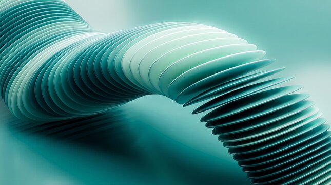 Ribbed teal 3D tube curving into a soft twist