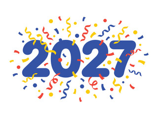 Fototapeta premium 2027 new year celebration with colorful confetti