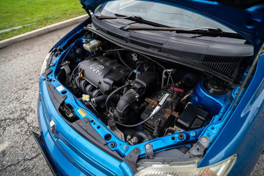 KRASNOYARSK, RUSSIA - August 23, 2026: Blue Toyota Ist