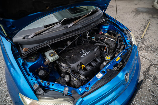KRASNOYARSK, RUSSIA - August 23, 2026: Blue Toyota Ist