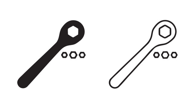 socket wrench vector icon silhouette with outline art, a minimalist design for tools silhouette with outline art vector icon