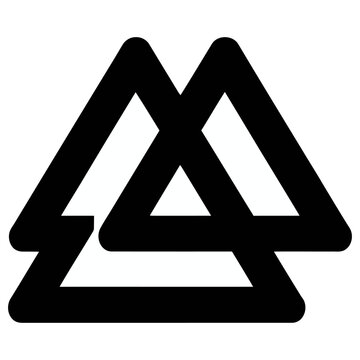 An interlocking triangle valknut vector symbol representing norse mythology and geometry