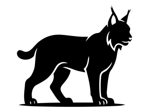 Wild Lynx Cat Profile Silhouette, Euro-Siberian Bobcat Predator Icon, Vector Forest Wildlife Graphic