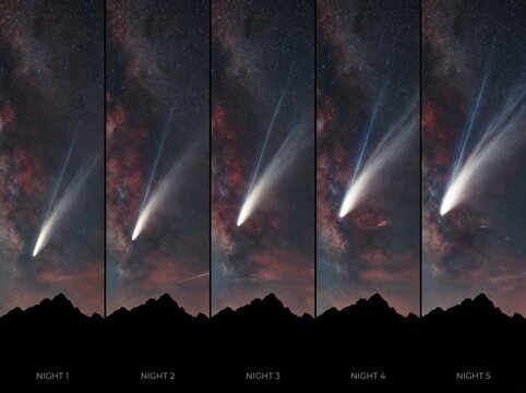 Abstract comet streak patterns on a dark textured background