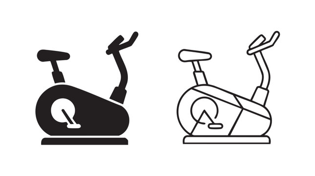 stationary exercise bike vector icon silhouette with outline art silhouette with outline silhouette with outline art vector icon