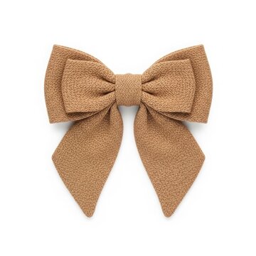 Brown fabric bow tie close up