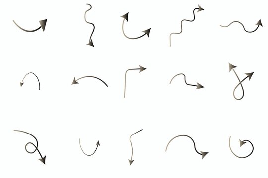 Simple abstract arrow line icons set isolated on white background