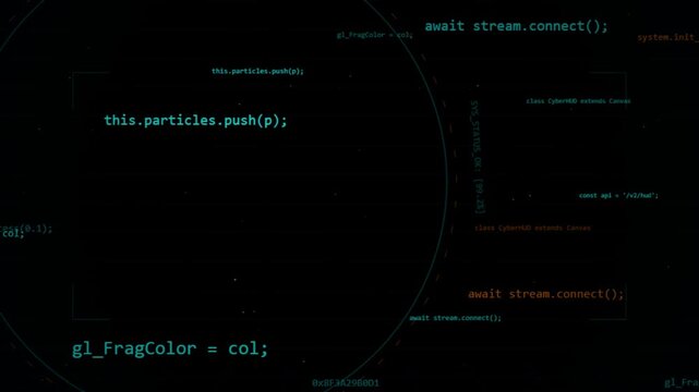 3D Abstract Programming Code Matrix Cyber Security Background
