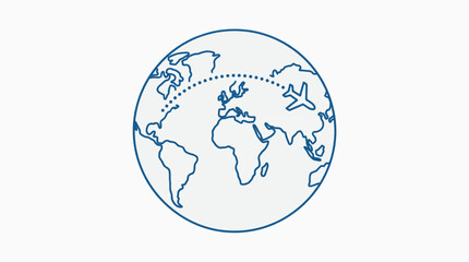 Obraz premium Global Air Logistics and Circumnavigation Line Art Planet Trajectory Icon